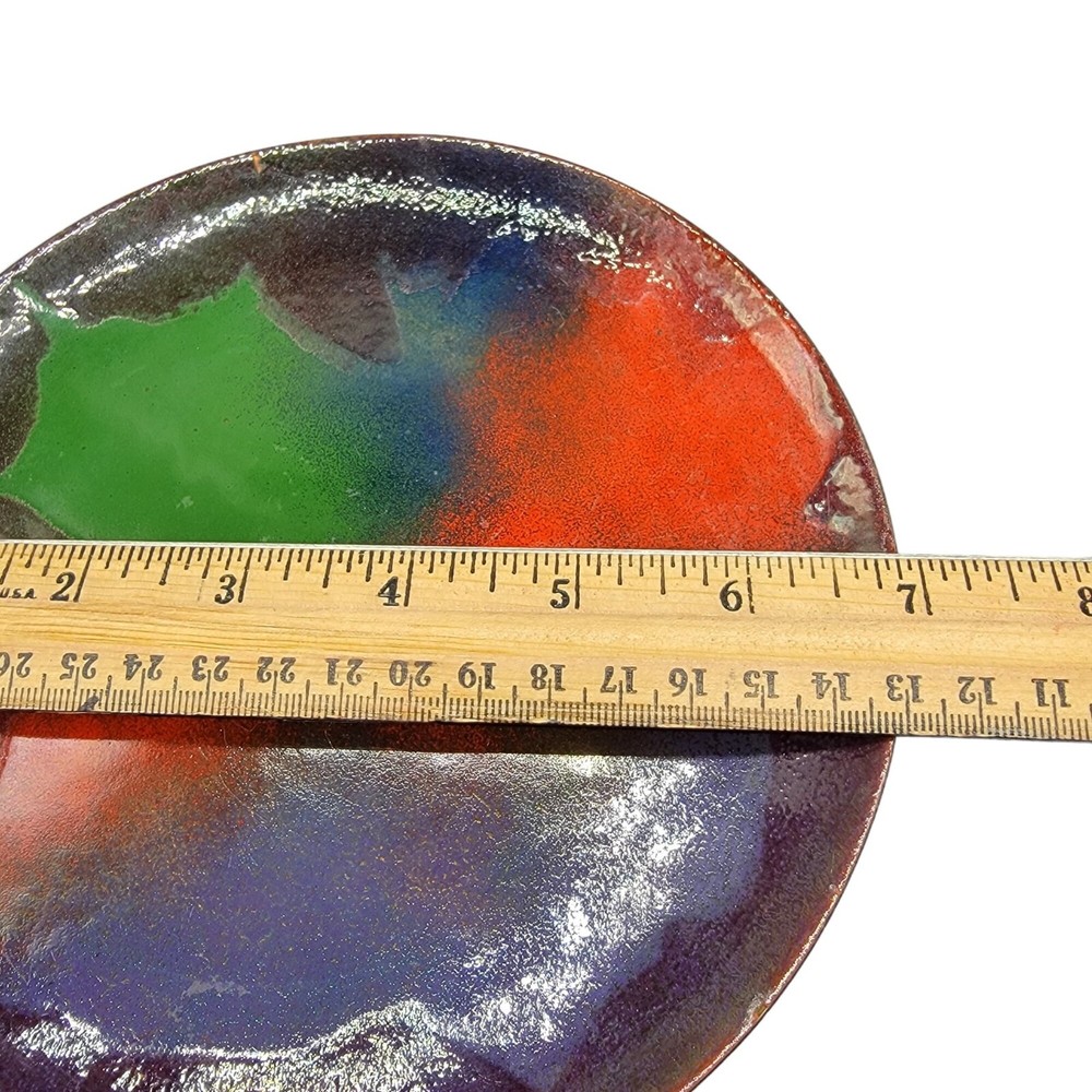 Abstract Aurora Borealis Maple Leaf Enamel On Copper Plate