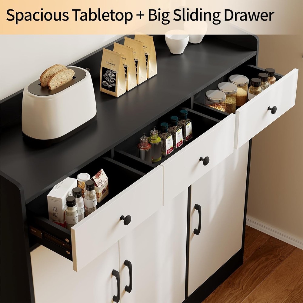 42.5" Sideboard Buffet Cabinet with Storage, Modern Console w Adjustable Shelves
