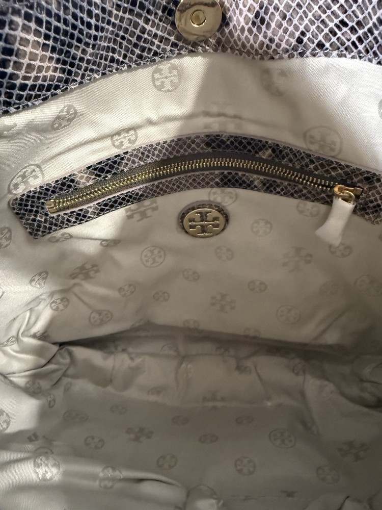 NWT $550+ Tory Burch CATALINA Natural Python Logo HOBO Bag Expandable