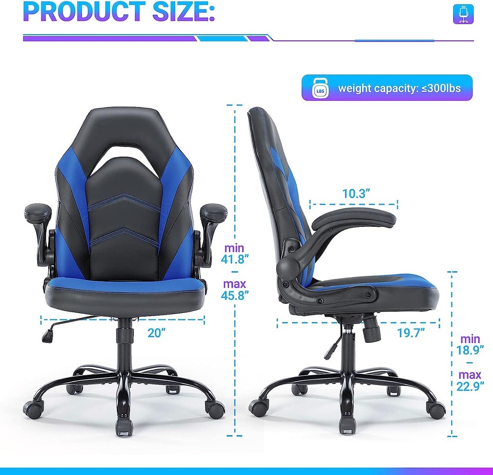 PU Leather Gaming Chair Ergonomic Computer Executive Adjustable Desk Chairs