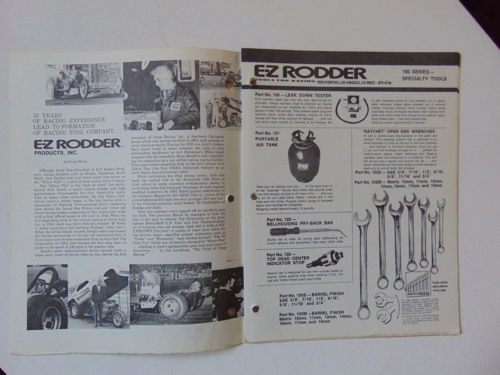 Vintage Original 1970s E.Z Rodder Race Tools Catalog
