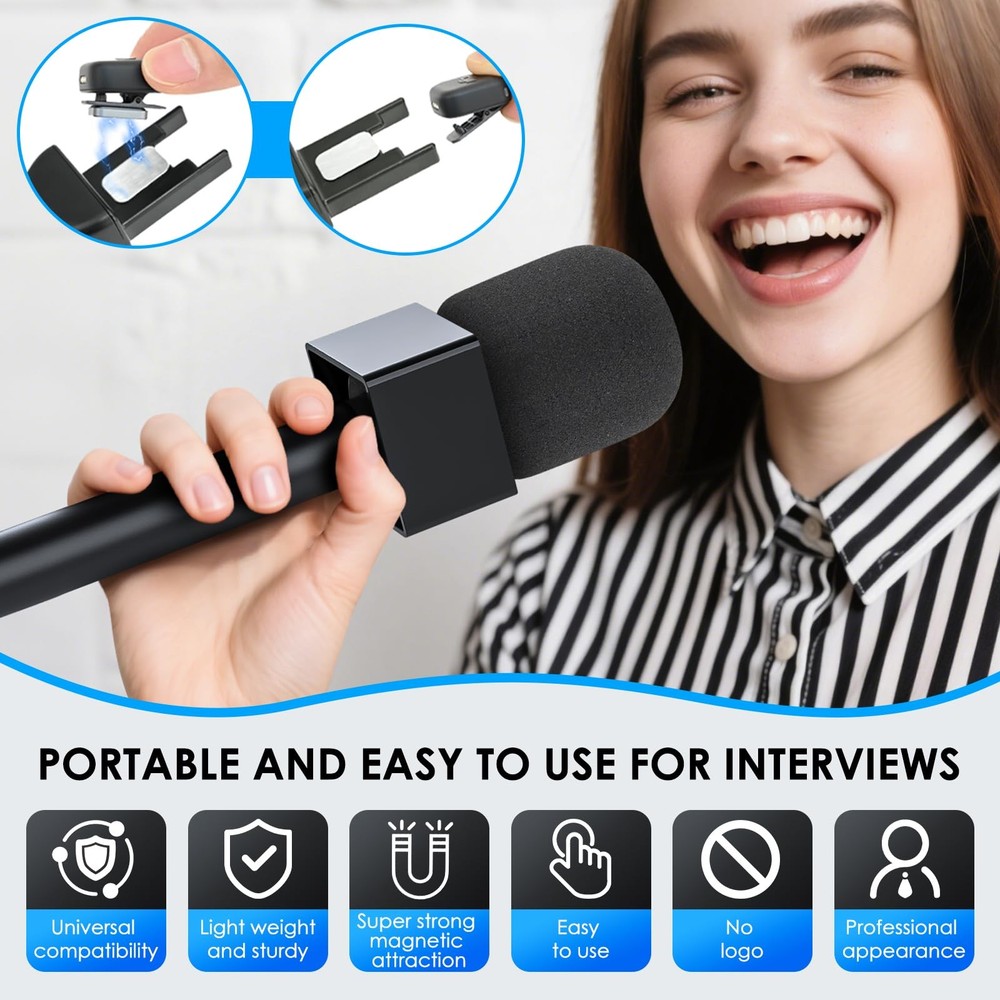 Handheld Adaptor for Interview Mic, Mic Handle Compatible with DJI, Black