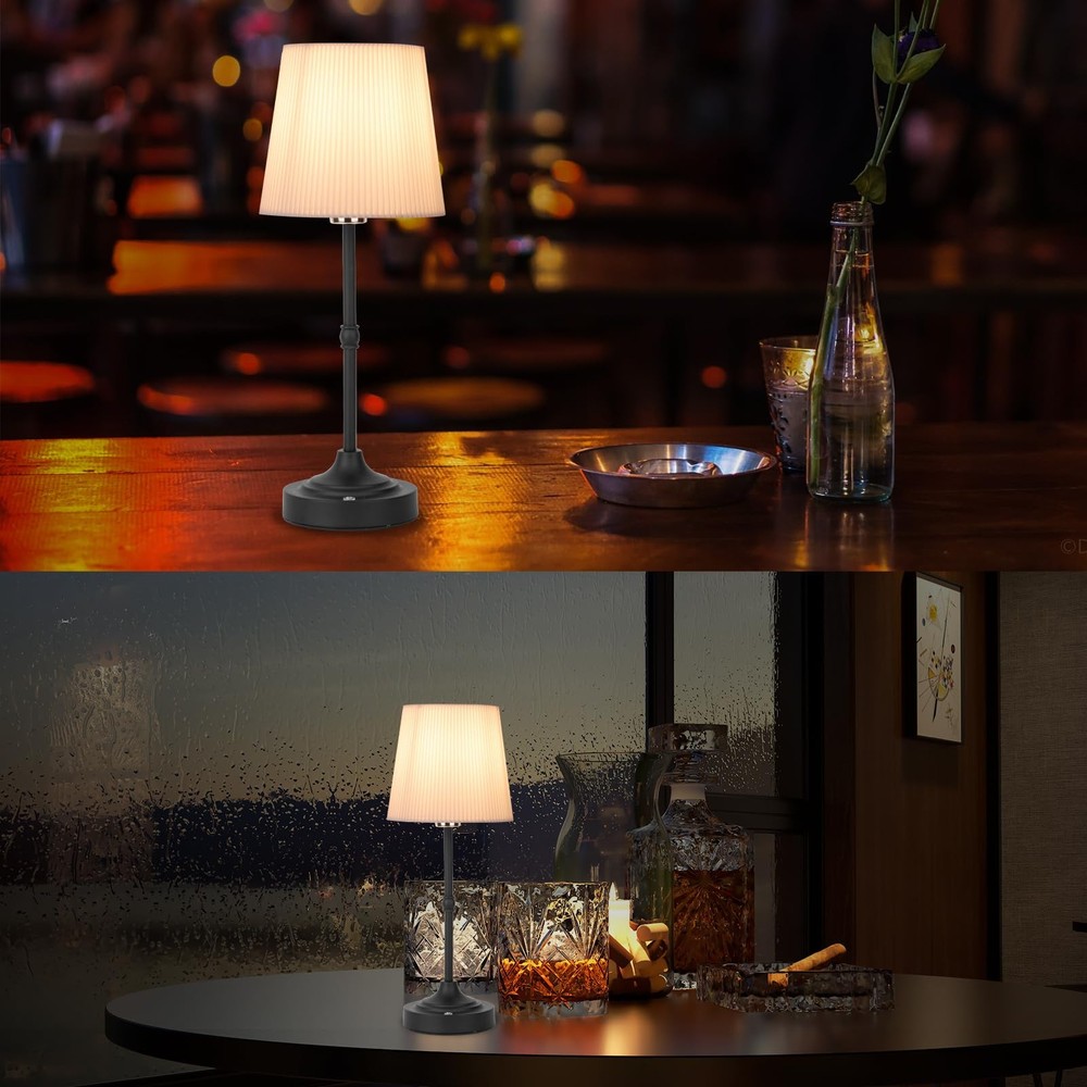 Cordless Table Lamp, Rechargeable, Dimmable, 3-Color, Touch Control, Black