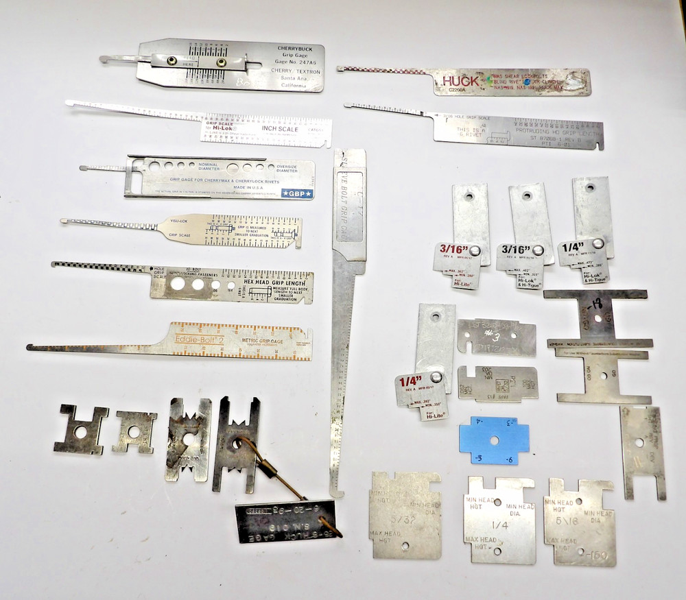 26 Pc Riveter Grip Gage Lot  Aircraft Tool