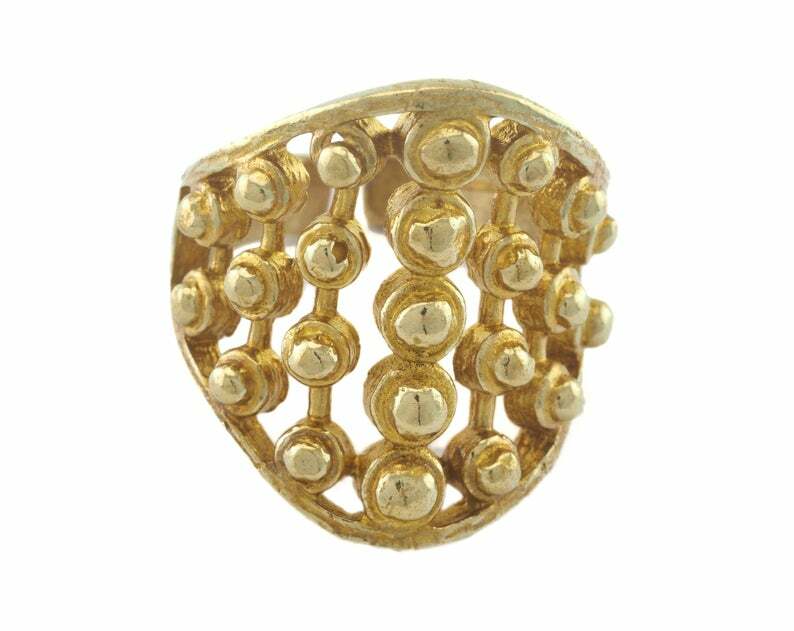 Ring Dotted Adjustable Raw Brass 23mm (19mm 9US inner size - Adjustable ) OZ3343