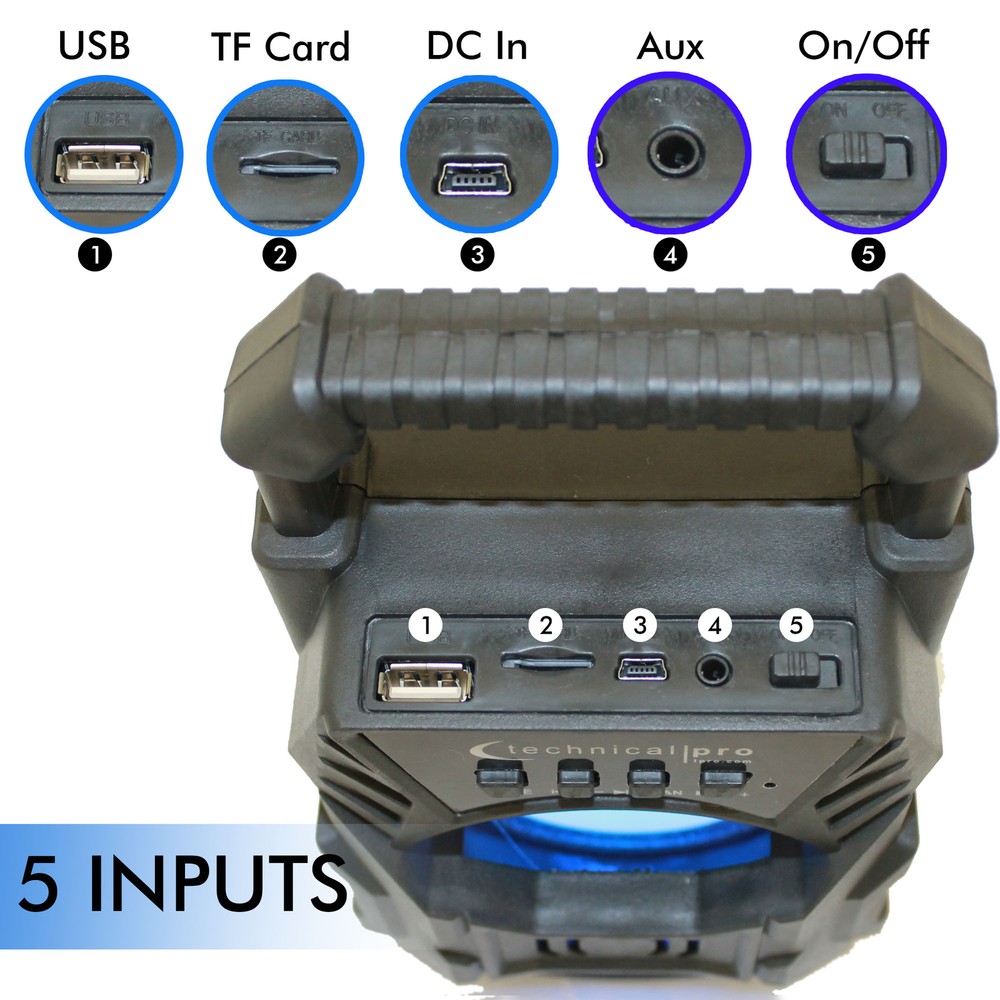 Portable Rechargeable Compact Bluetooth Speaker with LED's USB/FM/TF