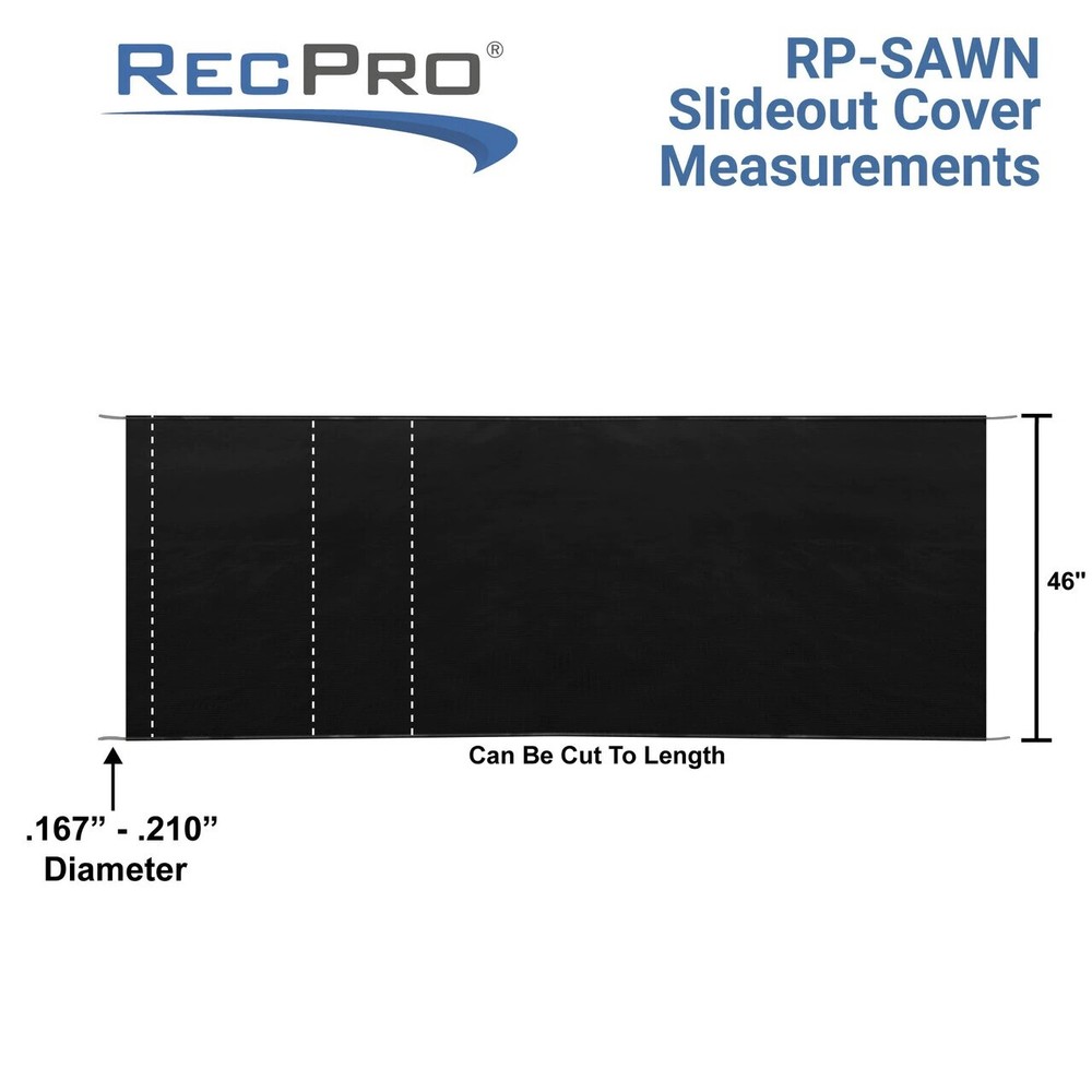RecPro RV Slide Out Awning Slide Topper Slideout Fabric Only 200" Black 46"