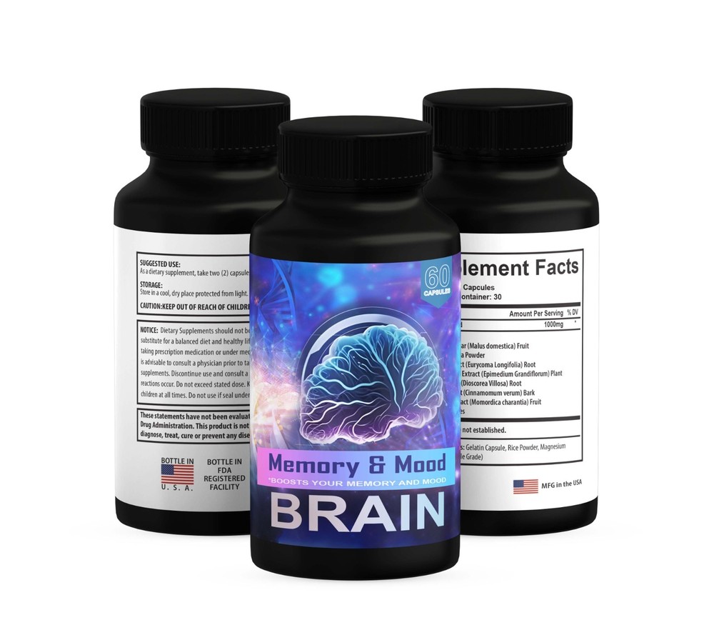( 2 Pack ) Brain Memory and Mood Support Supplement Pills Advanced Formula