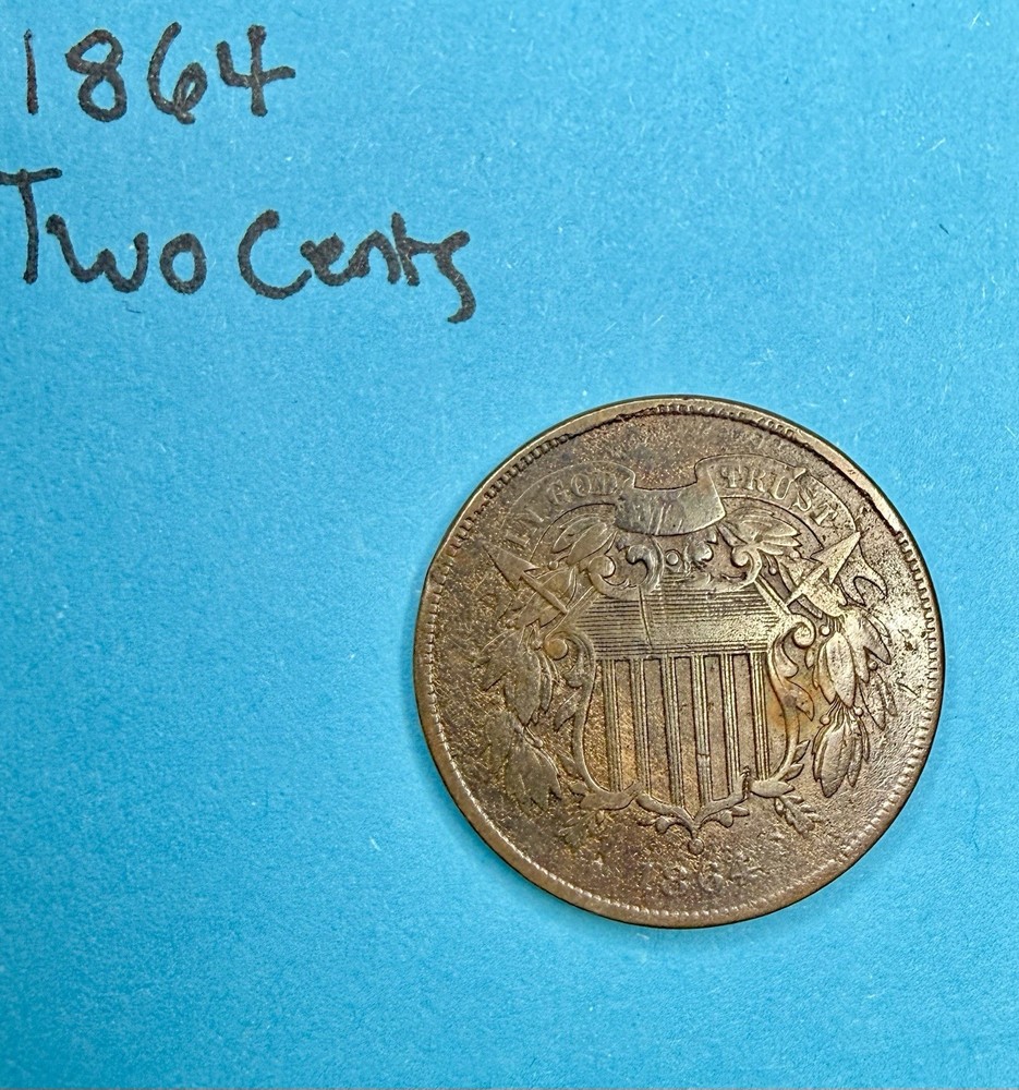 1864 US Two Cent Copper Coin Historic Issue
