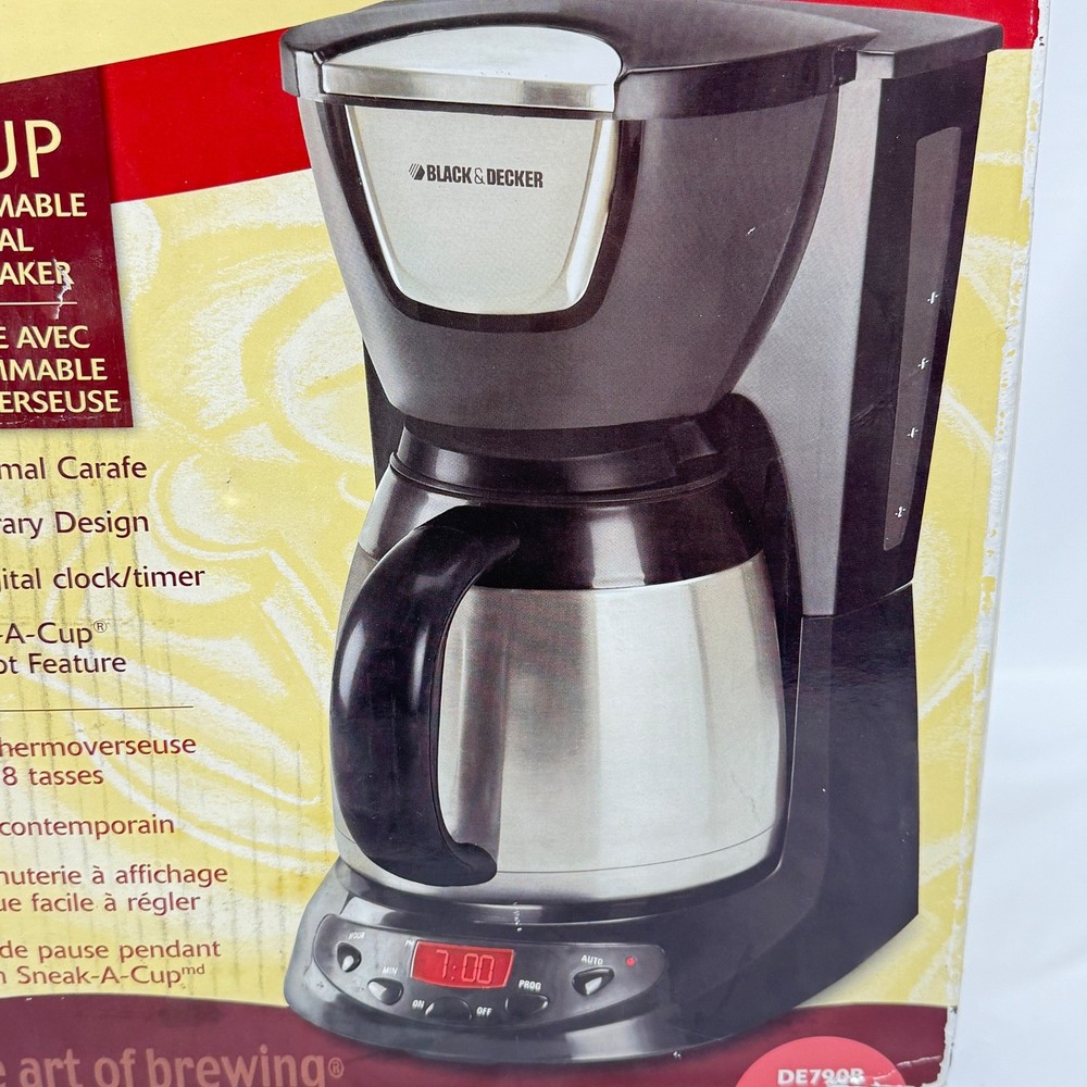 Black & Decker 8 Cup Programmable Thermal Carafe Coffee Maker Black & SS DE790B