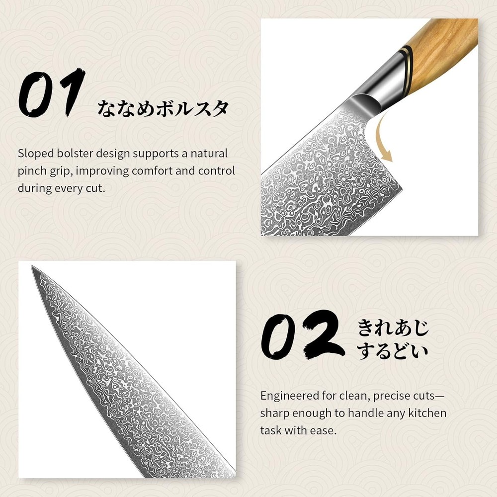 Professional Damascus Chef Knife – 7.7