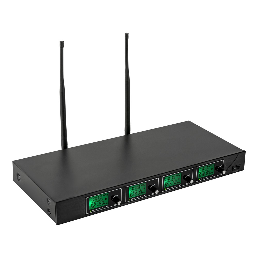 6-8 H Rectangular Cordless Wireless Microphone System 4 Channels for Conference