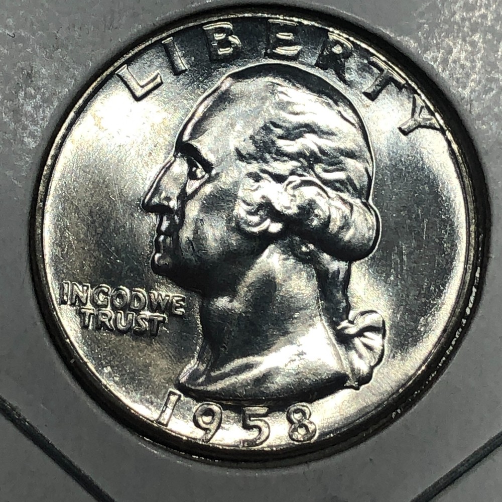 1958 Washington Silver Quarter - GEM BU #11038