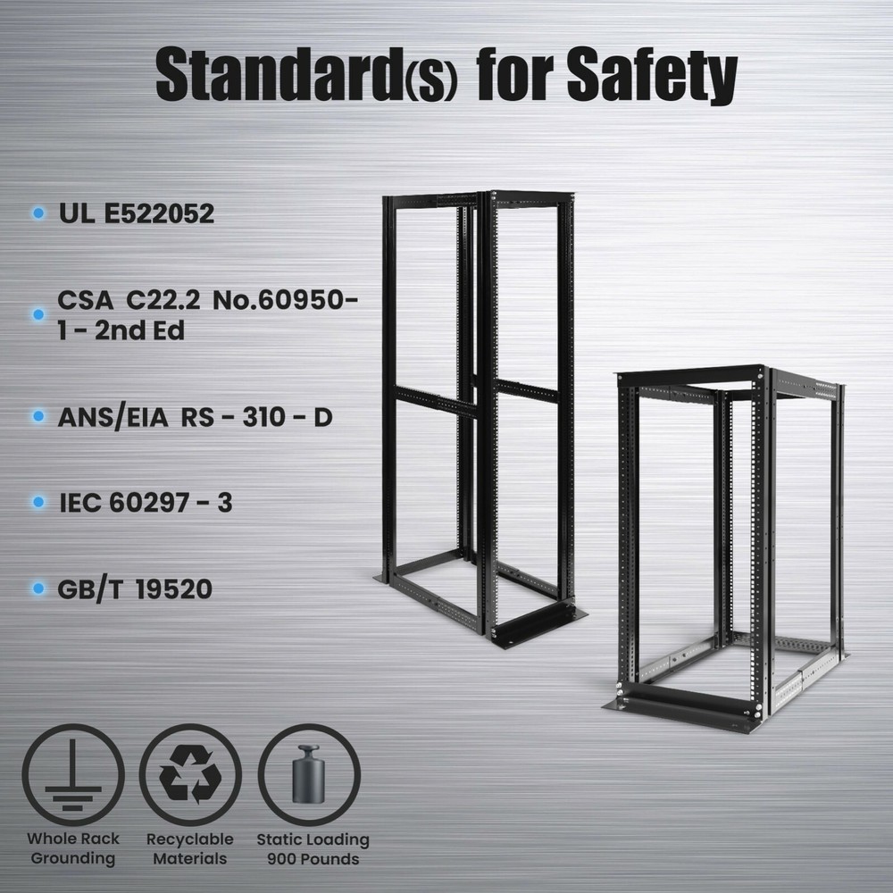 New 27U 4 Post Open Frame Data Network Server Rack Enclosure19" Adjustable Depth