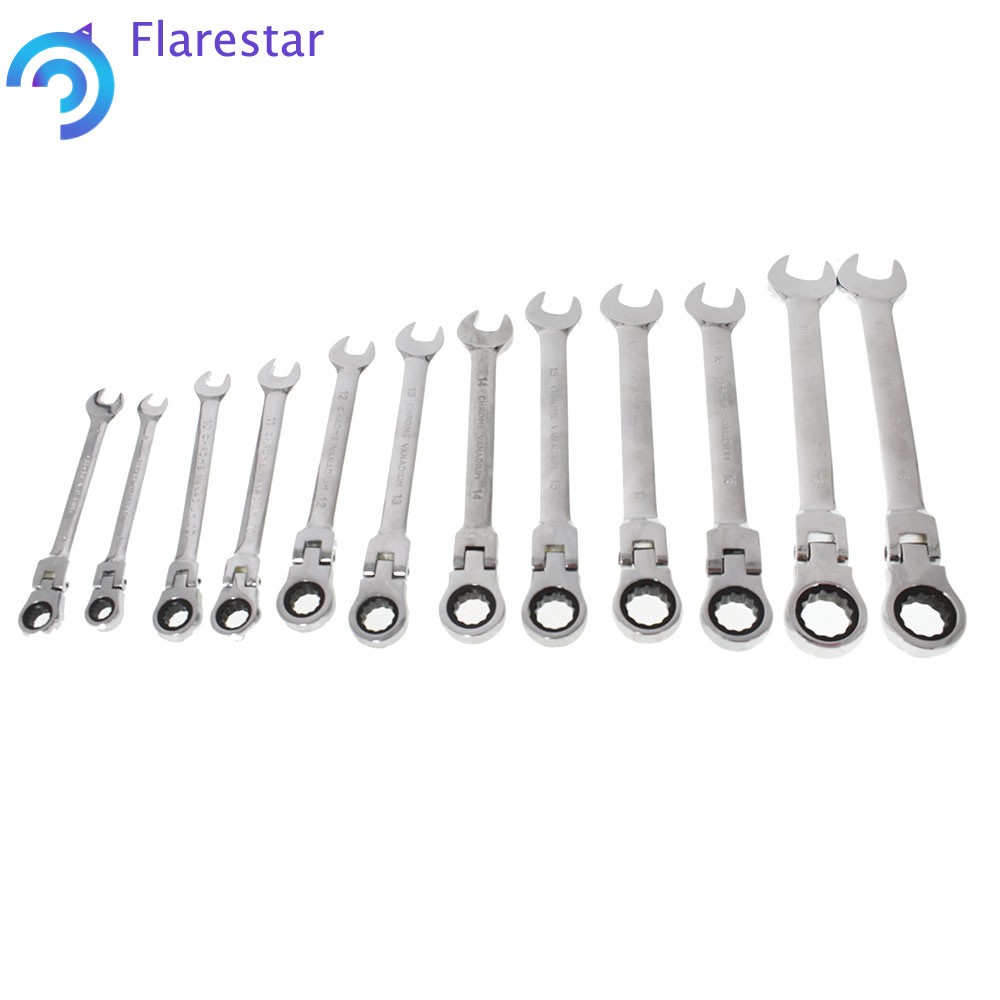 12Pcs Reversible Ratchet Wrench Ratcheting Socket Spanner Nut Tools 8‑19mm