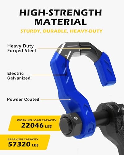 Separate D-Ring Shackles, 2Pack, 3/4" Separate D-Ring Shackles Black & Blue