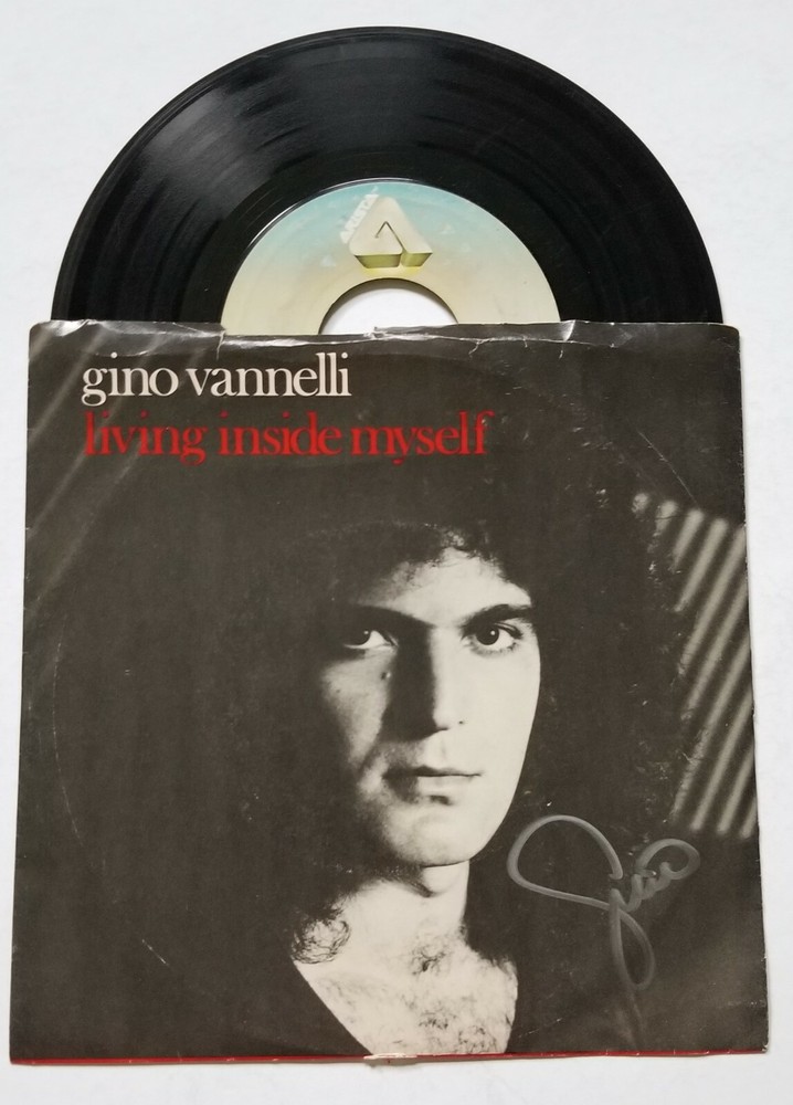 Gino Vannelli REAL hand SIGNED Living Inside Myself 7" vinyl record COA