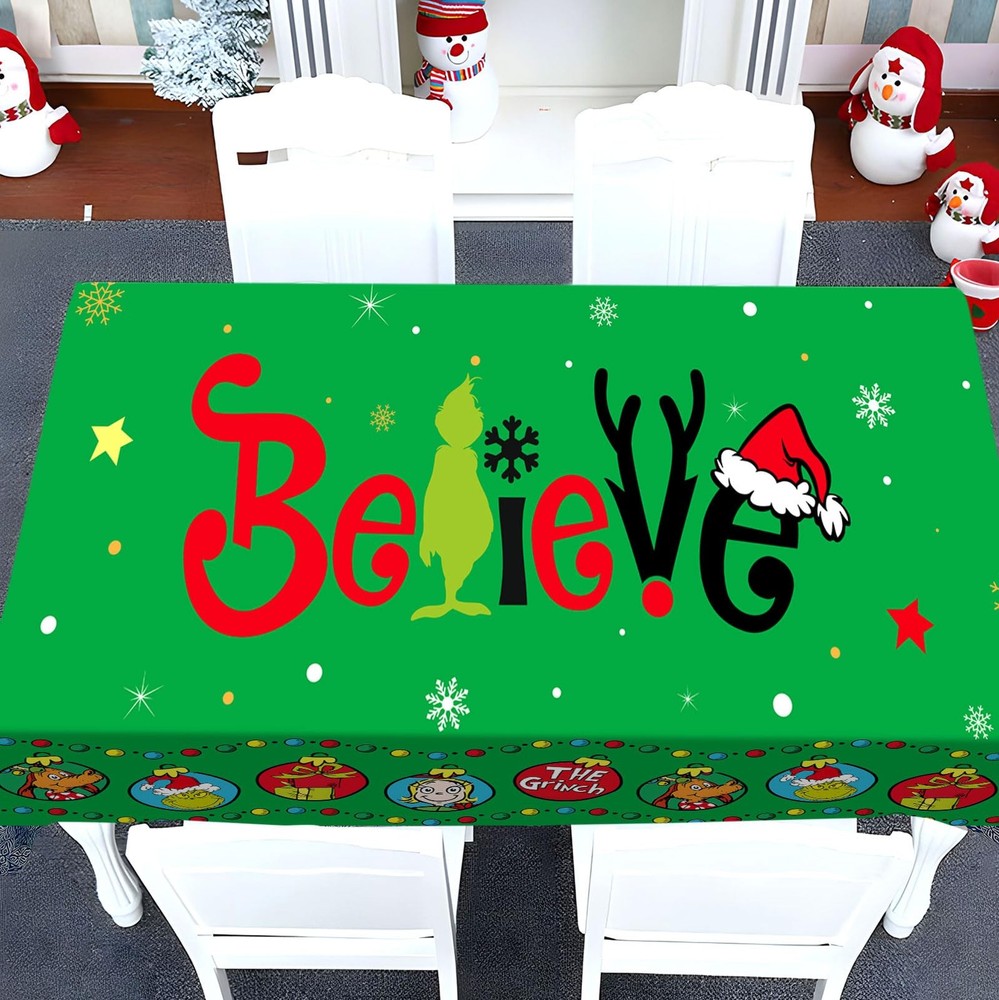 Hafangry Green Christmas Tablecloth 84" x 60" (Rectangular), Multi Color
