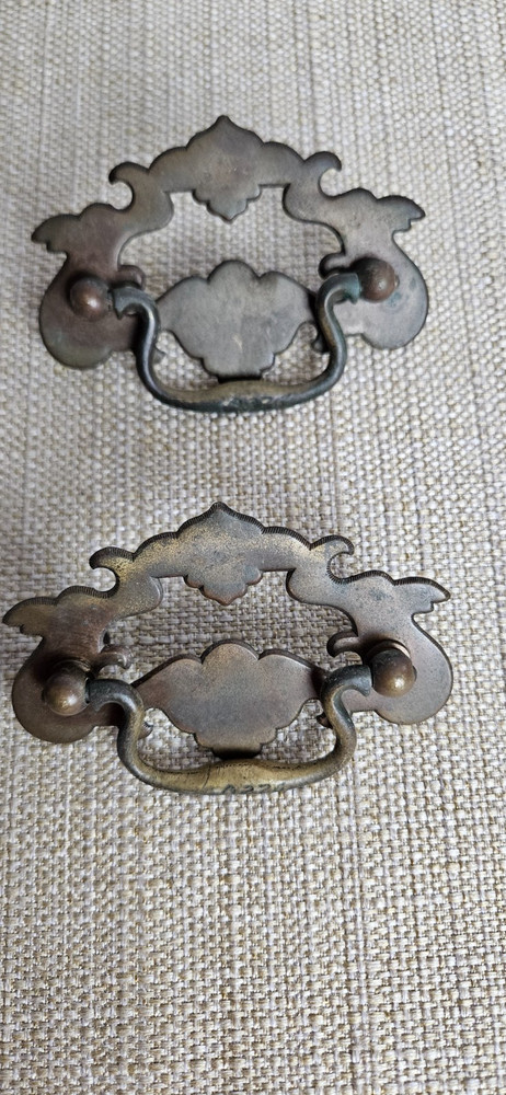 Vintage Chippendale Batwing Drawer Pulls Set 11 Brass 2 Sizes
