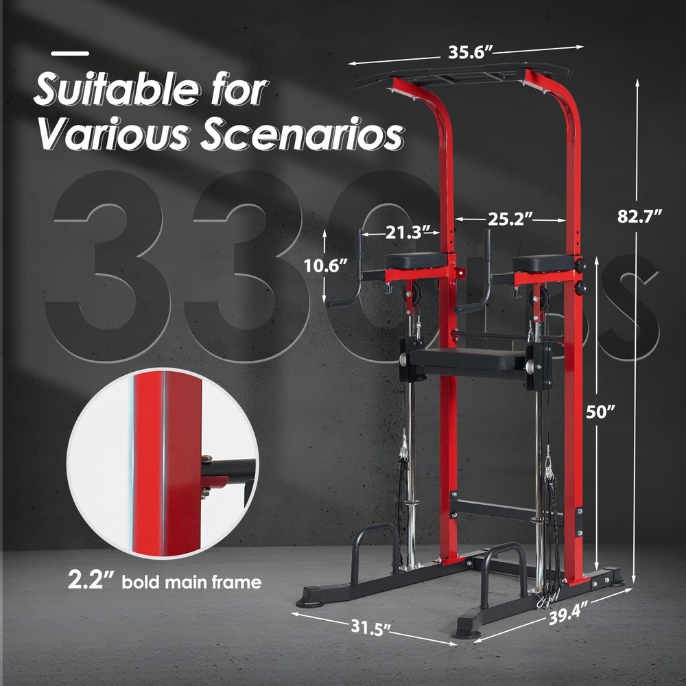 Power Tower Dip Station Pull Up Bar for Home Gym Multi-Function Adjustable He...