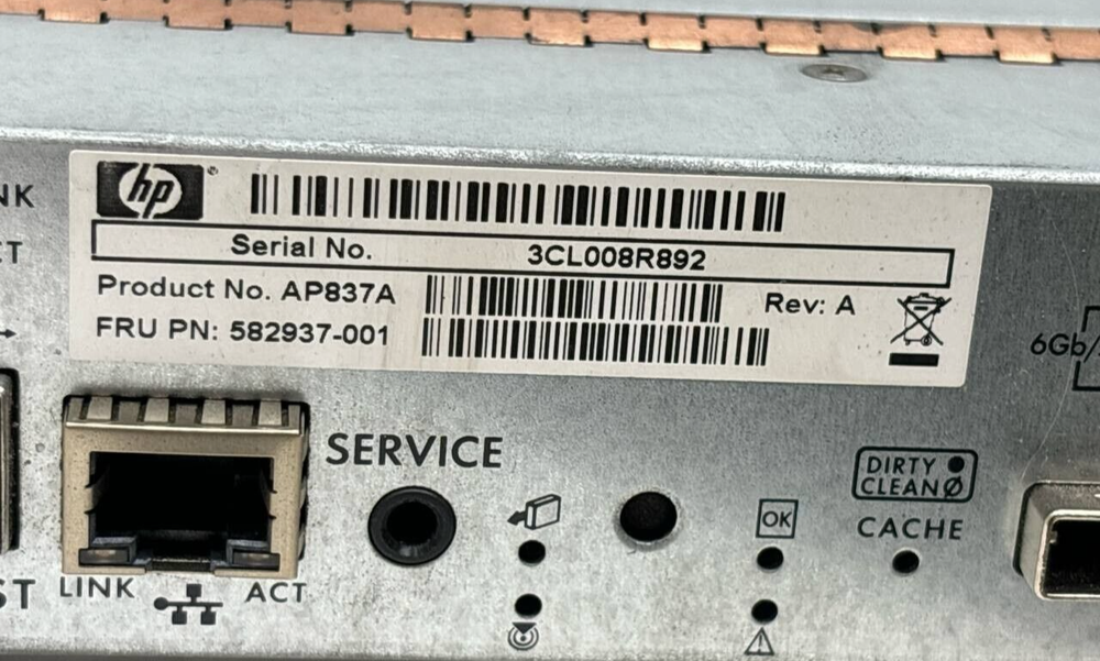 HP AP837A StorageWorks P2000 G3 Smart Array Controller Fibre Channel Disk Module