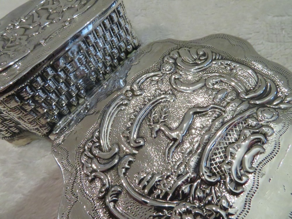 Charming dutch 934 embossed silver snuff box 1872 basketry effect m34