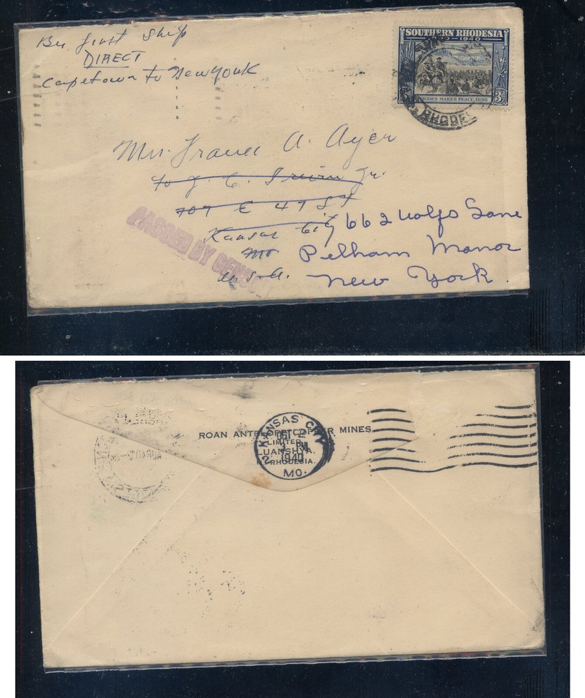 Southern  Rhodesia  censor cover