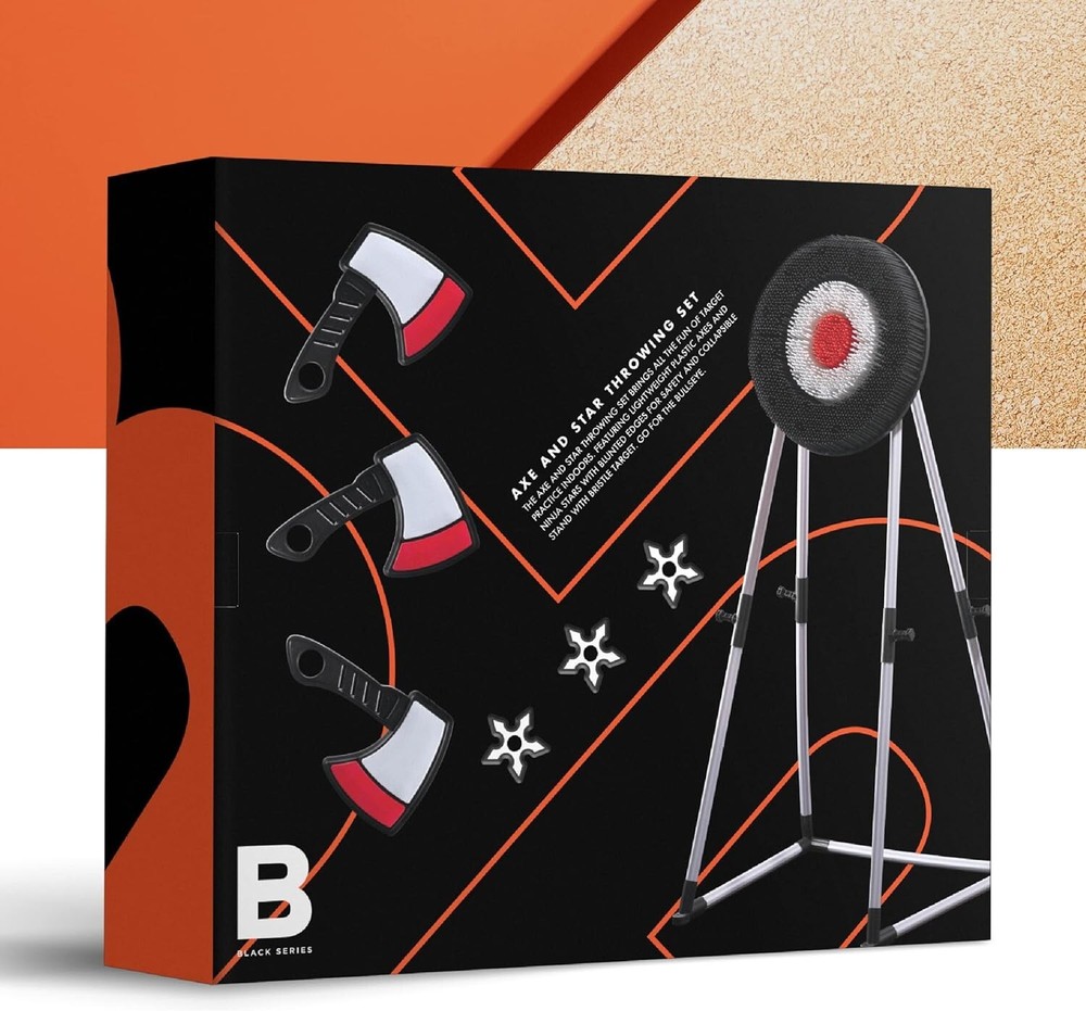 Axe Throwing Target Set, Includes 3 Throwing Axes & Bristle Target, Blunted Edge