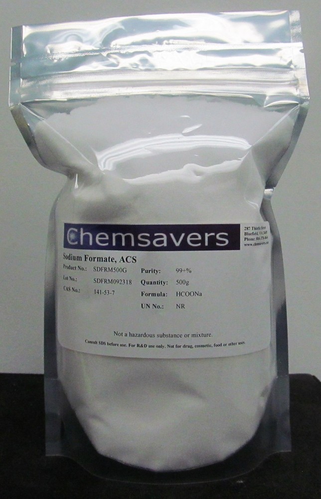 Sodium Formate, ACS, 99+%, 500g