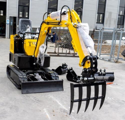 Mini Excavator Attachment TYPHON Rake for Grading, Leveling, Loosening, Removing