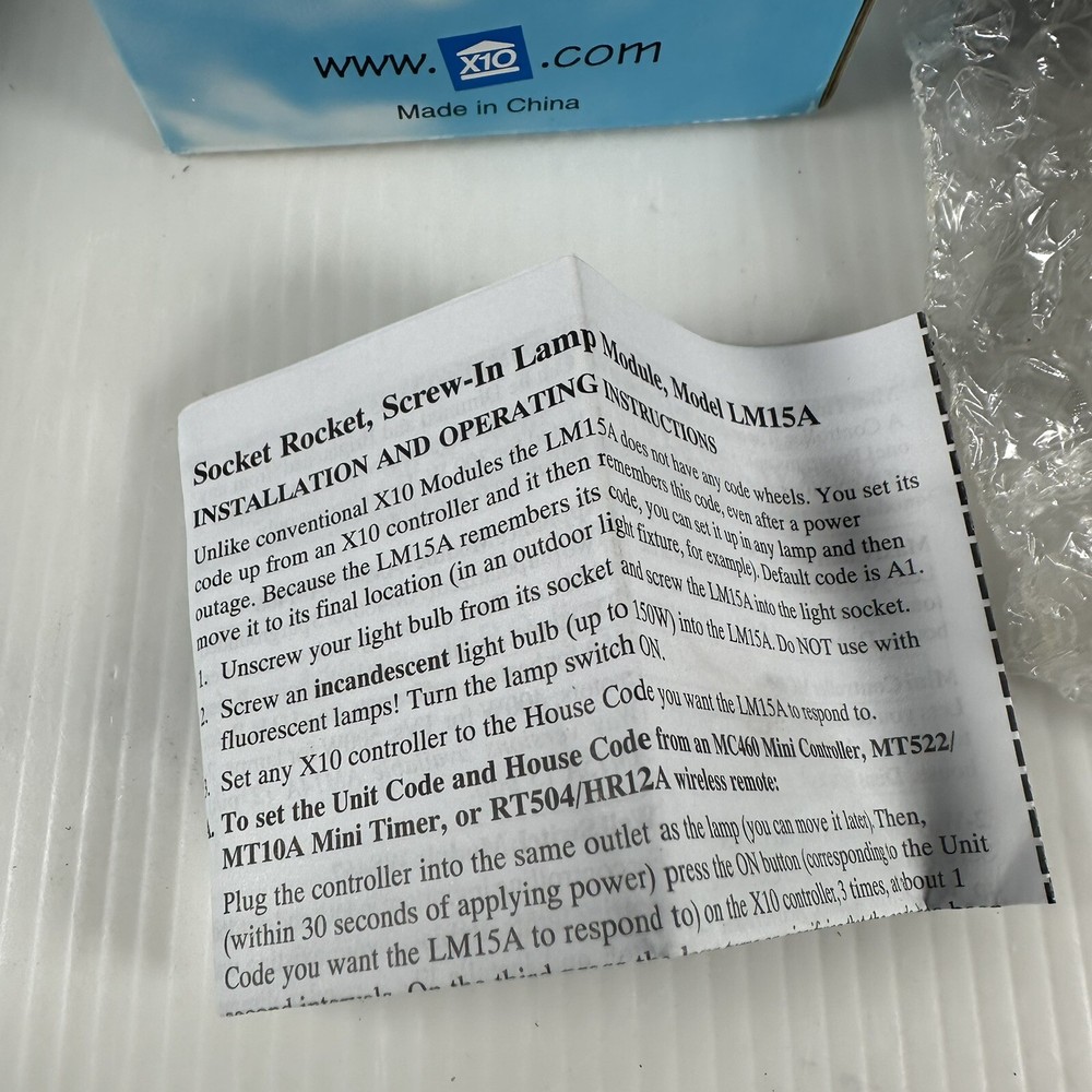 X10 LM15A Remote Controlled Lamp Module, Screw-In Socket Rocket NIB