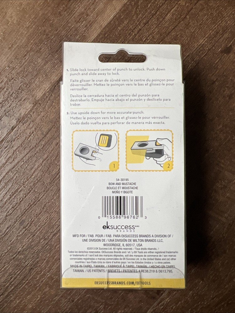 EK Tools “Bow & Mustache” Large Paper Punch New!