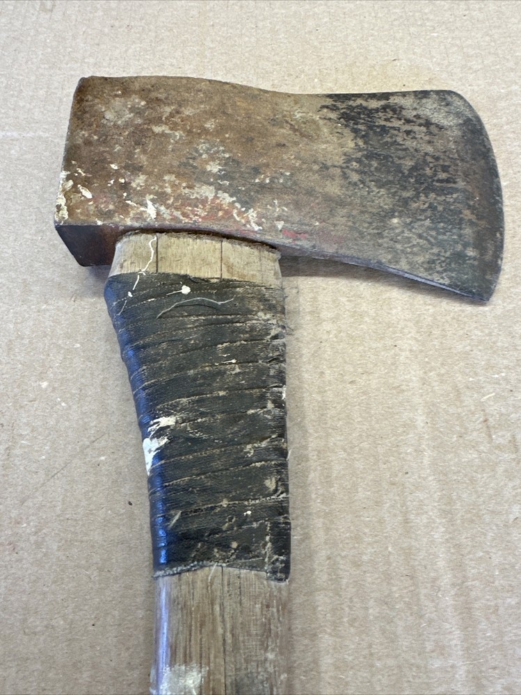 Vintage Unmarked As Found Camp Axe With Wood Handle 19”