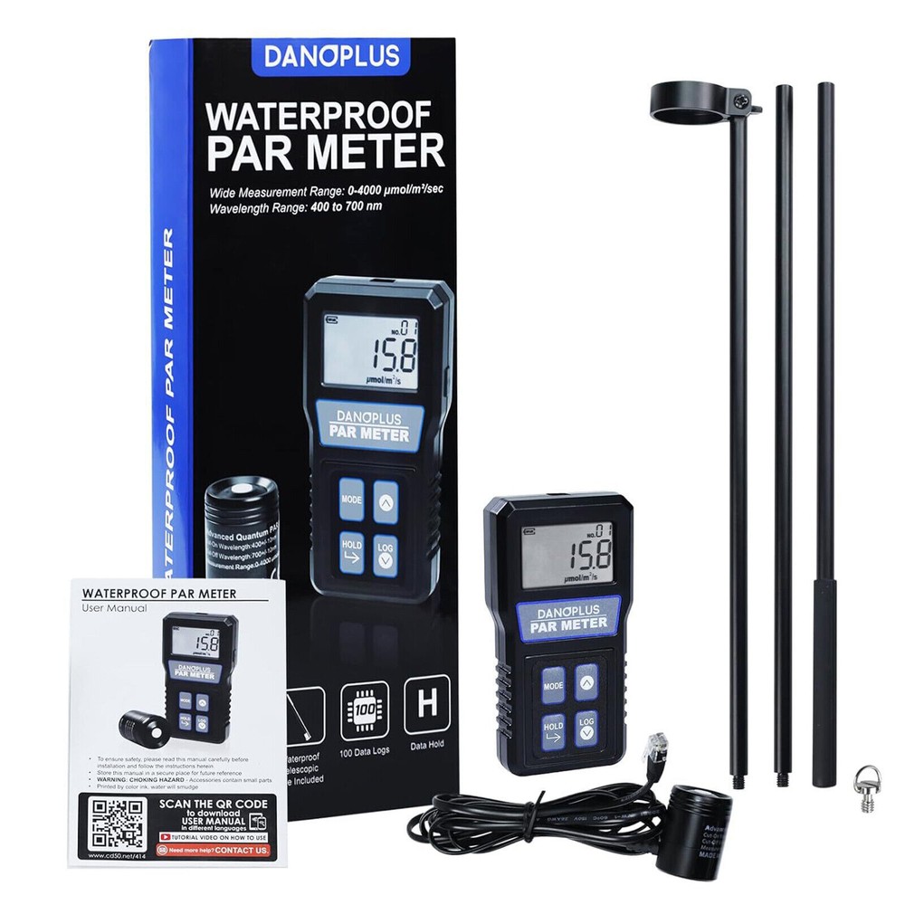 PAR Meter Waterproof IP68 Quantum Sensor PPFD Meter Data Logger for Reef Tank