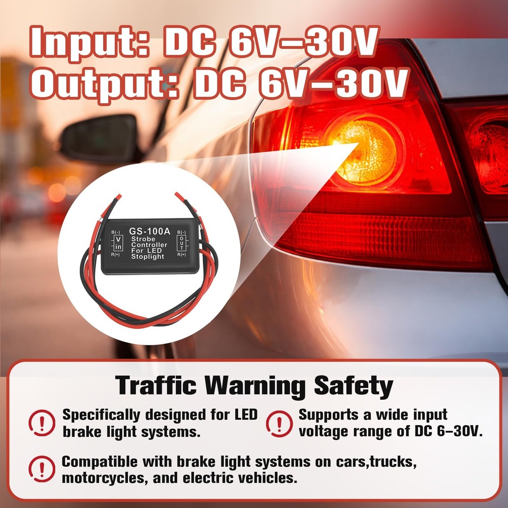 Podoy GS-100A Flash Strobe Controller Flasher Module for LED Brake