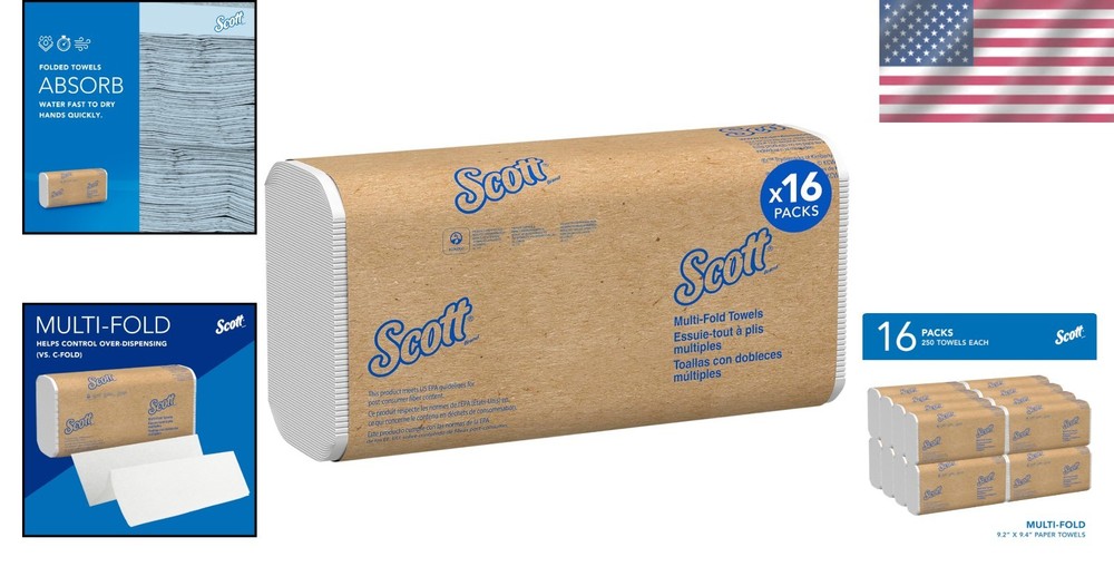 Scott Multifold Paper Towels with Absorbency Pockets, 4,000 Sheets, Eco-Friendly