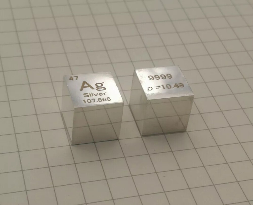 1PC 10mm Metal Silver Cube 99.99% Pure Ag Density Specimen Element Collection