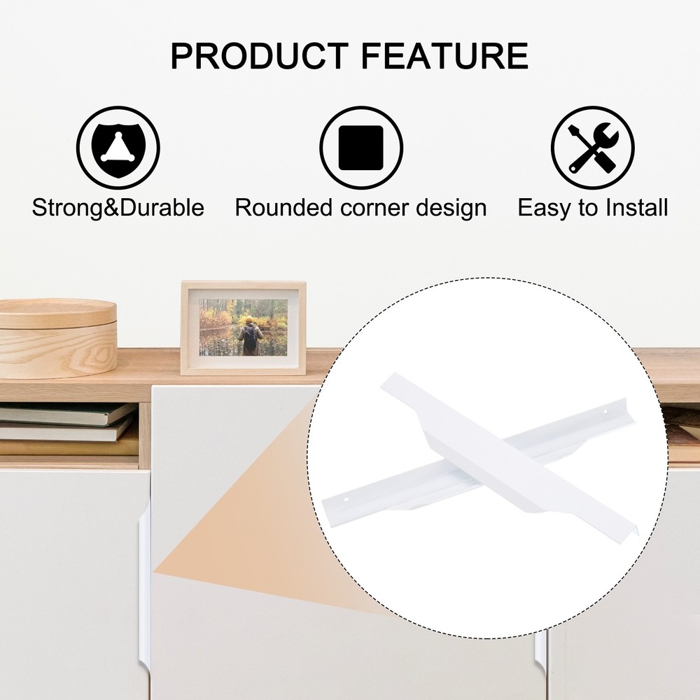 10 Pack Finger Edge Pull Cabinet Pulls Finger Pulls 256mm Hole Diameter White