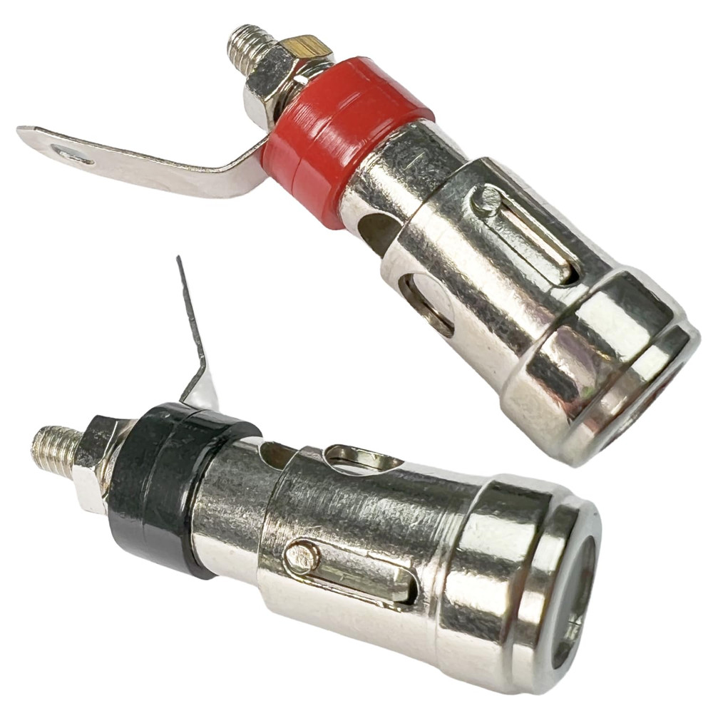 4-Pack Speaker Binding Post Terminals – Spring Loaded Banana Plug Jack Red/Black