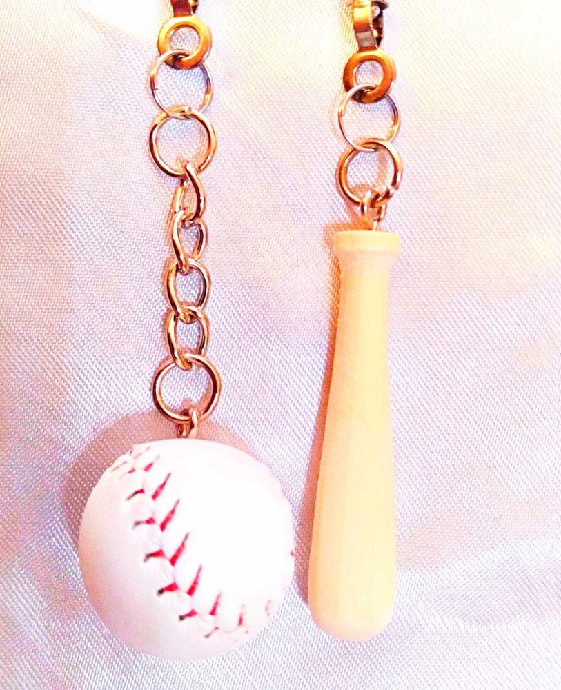 Set of Two ~ BASEBALL - BAT & BALL ~ Ceiling Fan Pulls
