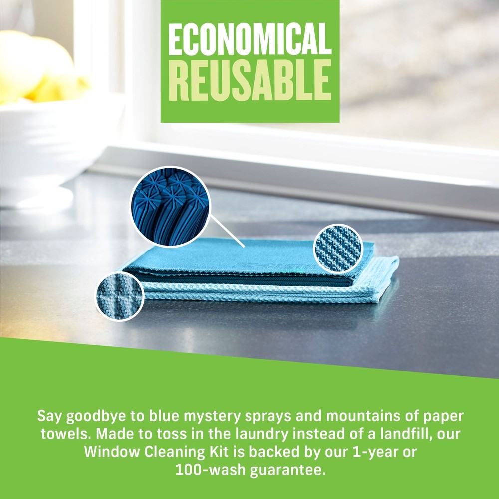 E-Cloth Window Cleaning Kit Premium Microfiber Glass and Window Cleaner
