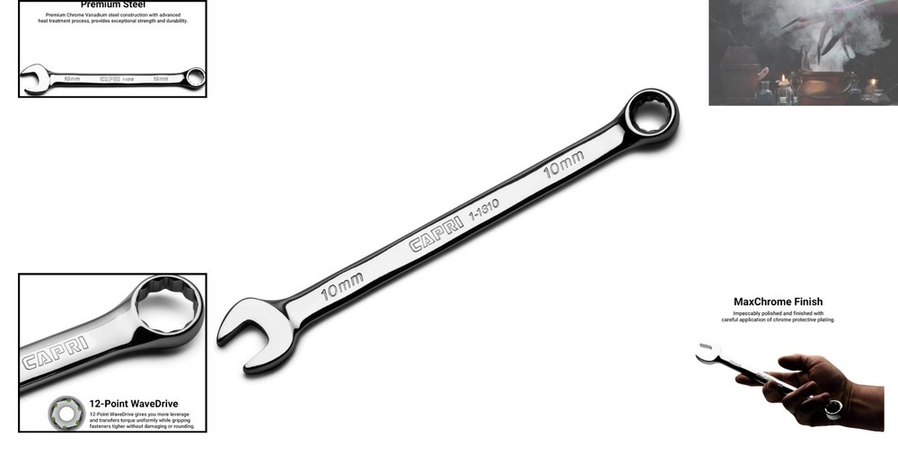 Precision 10mm Combination Wrench - 12 Point with Offset for Knuckle Clearance