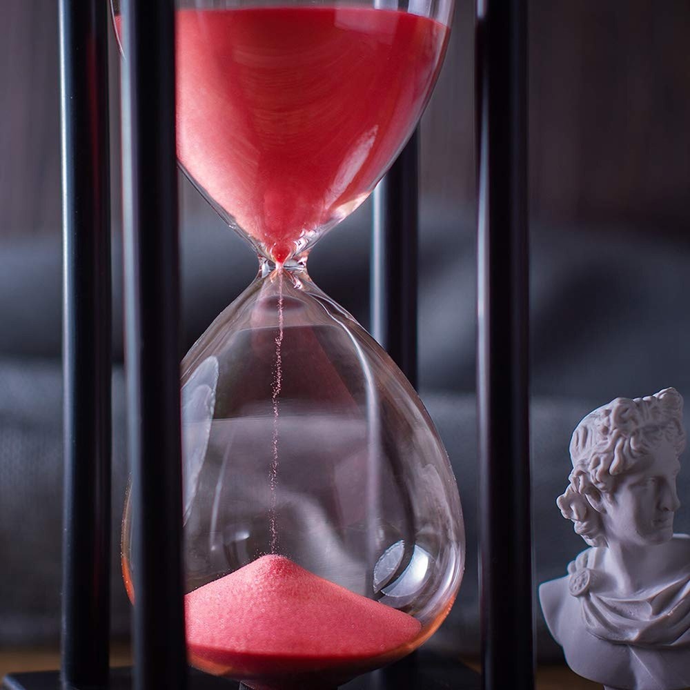 Hourglass Timer with Red Sand, 30 Minute Wooden Frame Sand Timer, Creative Ha...