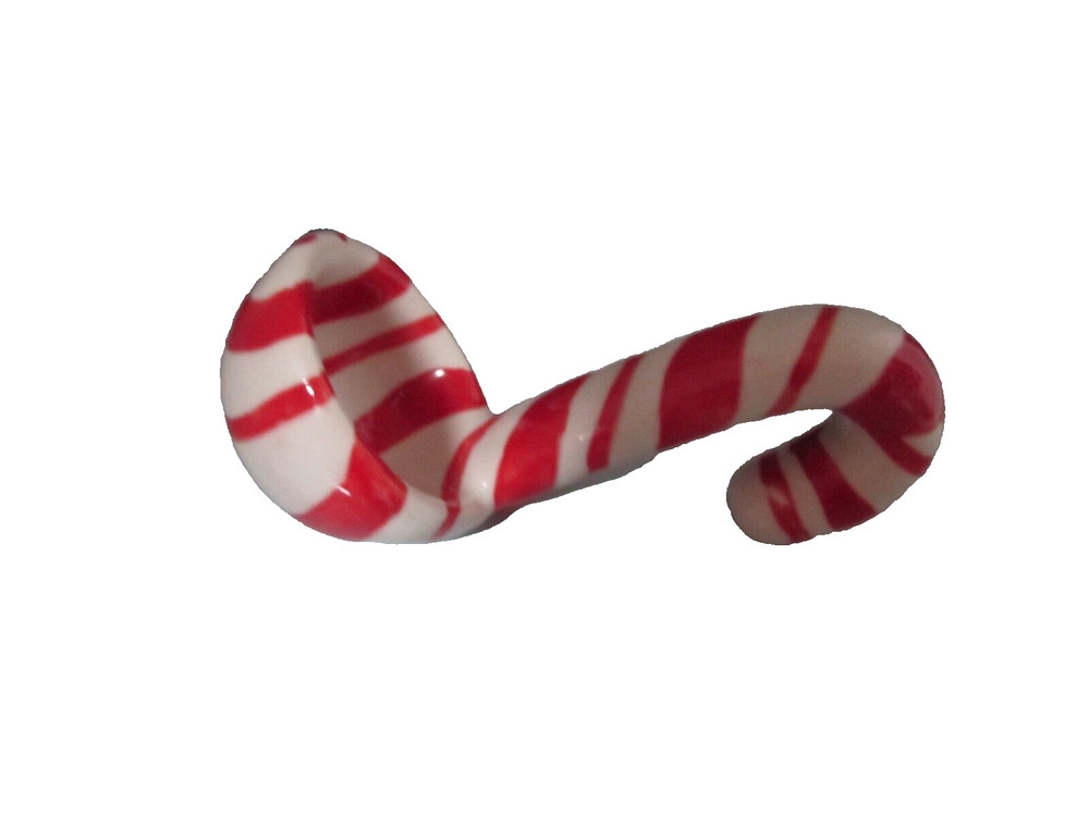 Red & White Striped Ladle Spoon 4” Ceramic