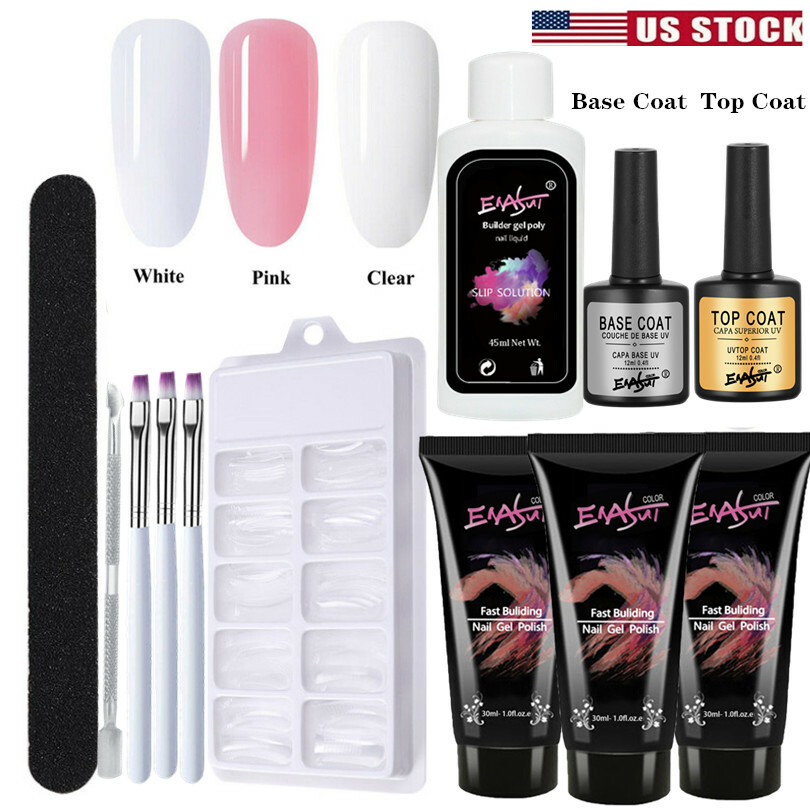 12Pcs Gel Poly Builder Set Quick Nail Extension Gel Base/Top Coat Slip Solution