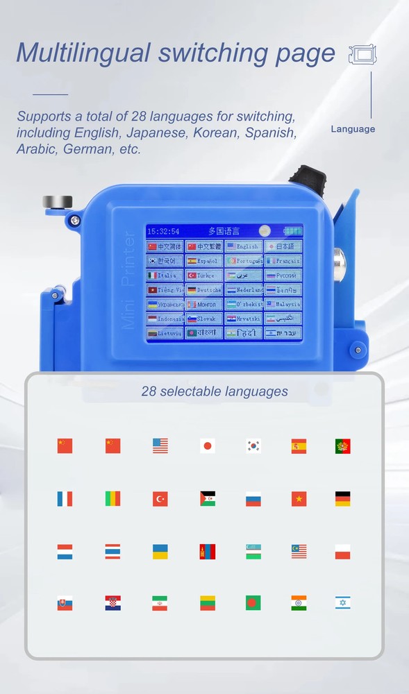 Mini handheld inkjet printer prints expiration date, batch number text