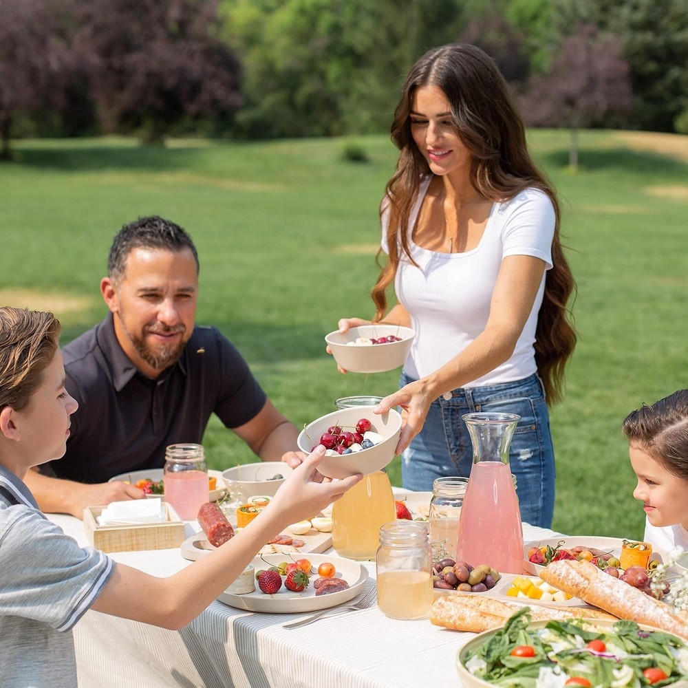 Wheat Straw Plates and Bowls Sets - 8-Piece Wheat Straw Dinnerware Sets - Unb...