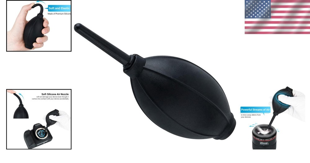 Soft Tip Silicone Air Blower and Microfiber Cloth for Safe Electronics Cleaning