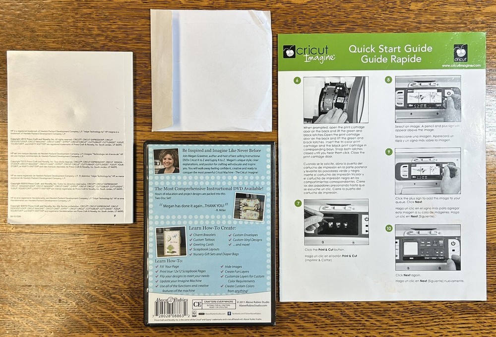 Cricut Imagine User Manual, Quick Start Guide, DVD