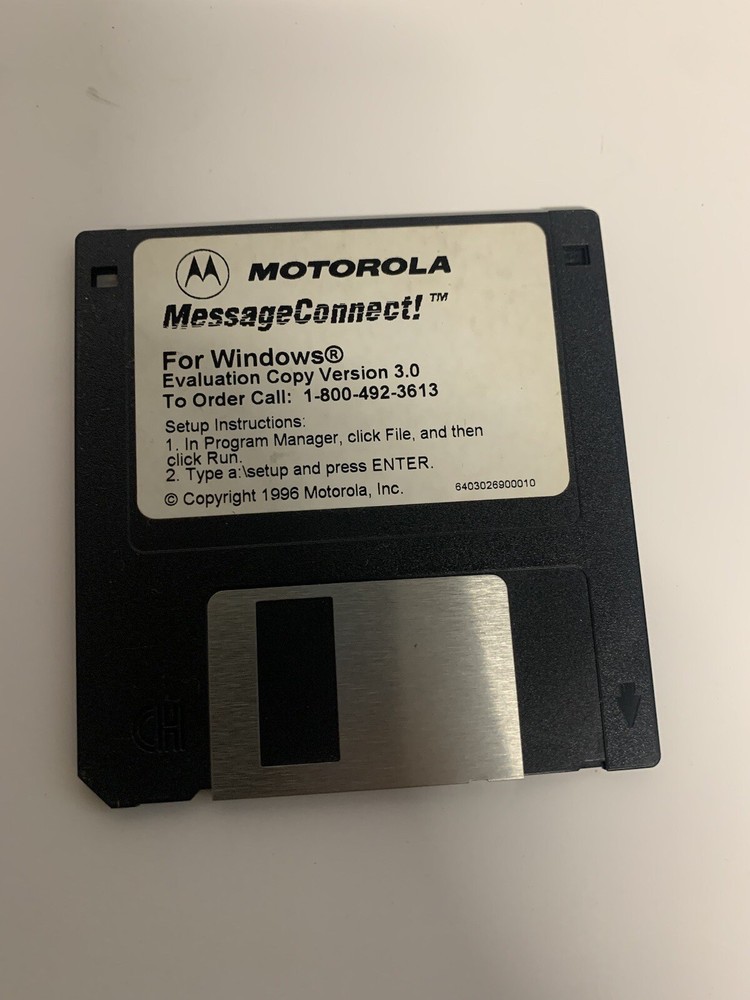 motorola message connect software 1996 floppy 3.5